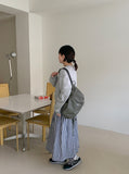 Dines banding check long skirt