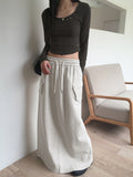 Minto Zipper Buns Pocket Cargo Pile Back Slit Banding Long Skirt