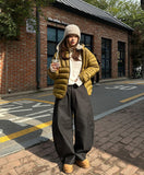 Ben's Herringbone Curved Balloon Denim Pants
