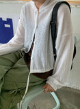 Yure Summer String Button Knit Hood Cardigan