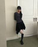 Fallen Folding Unbalanced Mini Skirt