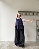 Harmons Track Raw Denim Banding Wide Pants