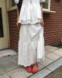 Bonomi Vintage Punching Tiered Banding Long Skirt