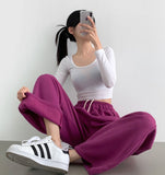 Brushed Bly Vivid Color Long Wide Banding Training Pants