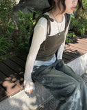 [A/M] Seulleon Cut Denim Washing Wide Pants