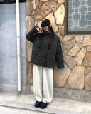 Cumin Brushed Cross Stud Balloon Wide Pants