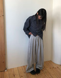 Big check collar overfit long-sleeved shirt