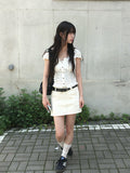Shaon Punching Frill Lace Off Shoulder Blouse