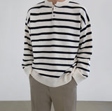 Fuzz Stripe Henley Neck Knit