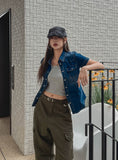 Wes Span Semi-Crop Snap Denim Shirt