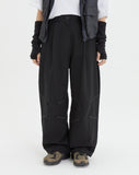 [BAONHAUS] Nteto stitch cotton pin tuck banding pants