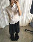 Karen Stripe Frill Short Sleeve Shirt