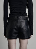 [mnem] refined leather short pants