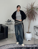 Pad snap button denim pants