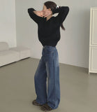 Heat Brushed Classic Banding Span Basic Denim Pants