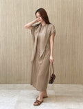 Ella Summer Pleated Maxi One Piece (Scarf Set)
