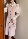 Robarue Shirred Collar Color Matching One Piece