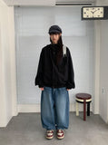Monpa Curved Denim Balloon Wide Pants