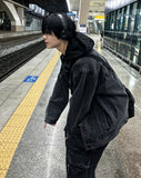 Drape hood denim jacket