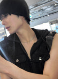 Pigment Sleeveless Line Hood Zip-up