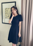 Moenne Heart Neck Puff Tweed Flare One Piece