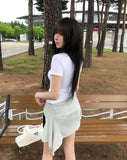 Jenne Shirred V-neck Slim Short Sleeve