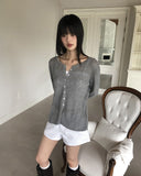 Siju see-through knit long-sleeved cardigan