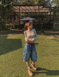 Ain Cutting Cargo Bermuda Denim Pants