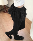Parts Frill Lace Wrap Layered Mini Skirt Belt