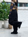 Minut two-way button strap long wide slacks