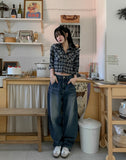 Lock Adjust Button Balloon Denim Pants
