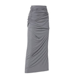 Layered Draped Jersey Maxi Skirt