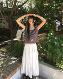 Aceh Dot Shirring Ribbon Cap Sleeve Short Sleeve T-Shirt