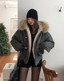Trisher Raccoon Fur Cut-Out Padded Jumper
