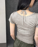 Tush halter sleeveless layered see-through short-sleeved T-shirt