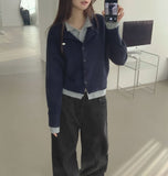 Wool Pendant High-Quality Color Matching Layered Cardigan