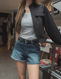 Liberal Crop Two-Way Biker Jacket