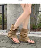 Buckle Two-Way Middle Suede Flip-Flops Boots