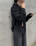 Pona Black Pocket Collar Jacket Shirt