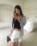 Tenon see-through check overfit long-sleeved shirt