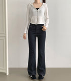 Raw Span Back Pocket Point Semi Bootcut Denim Pants