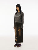 Damaged Washing Denim Long Skirt