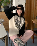 Ichiyo Raglan Color Matching Ribbed Hoodie