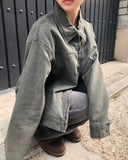 Luken Semi-Crop Washed Collar Jacket
