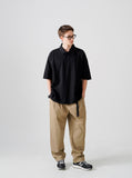 New Wave Double Cotton Pin Tuck Collar Short Sleeves
