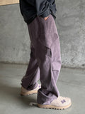 Purple Dying Curved Cargo Pants