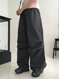 [UNISEX] Wells Pintuck Shirred Nylon Two-Way Long Wide Jogger Pants