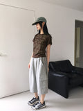 Dinple Oversized Fit Pile Bermuda Cargo Pants