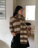 [Muffler Set] Basis Vintage Stripe Angora Knit