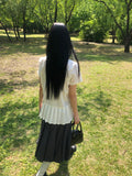 [MADE] Pooin Pleated Punching Short Sleeve Blouse
